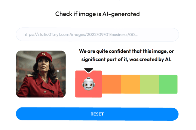 Step 3: the AI detection result with a confidence score